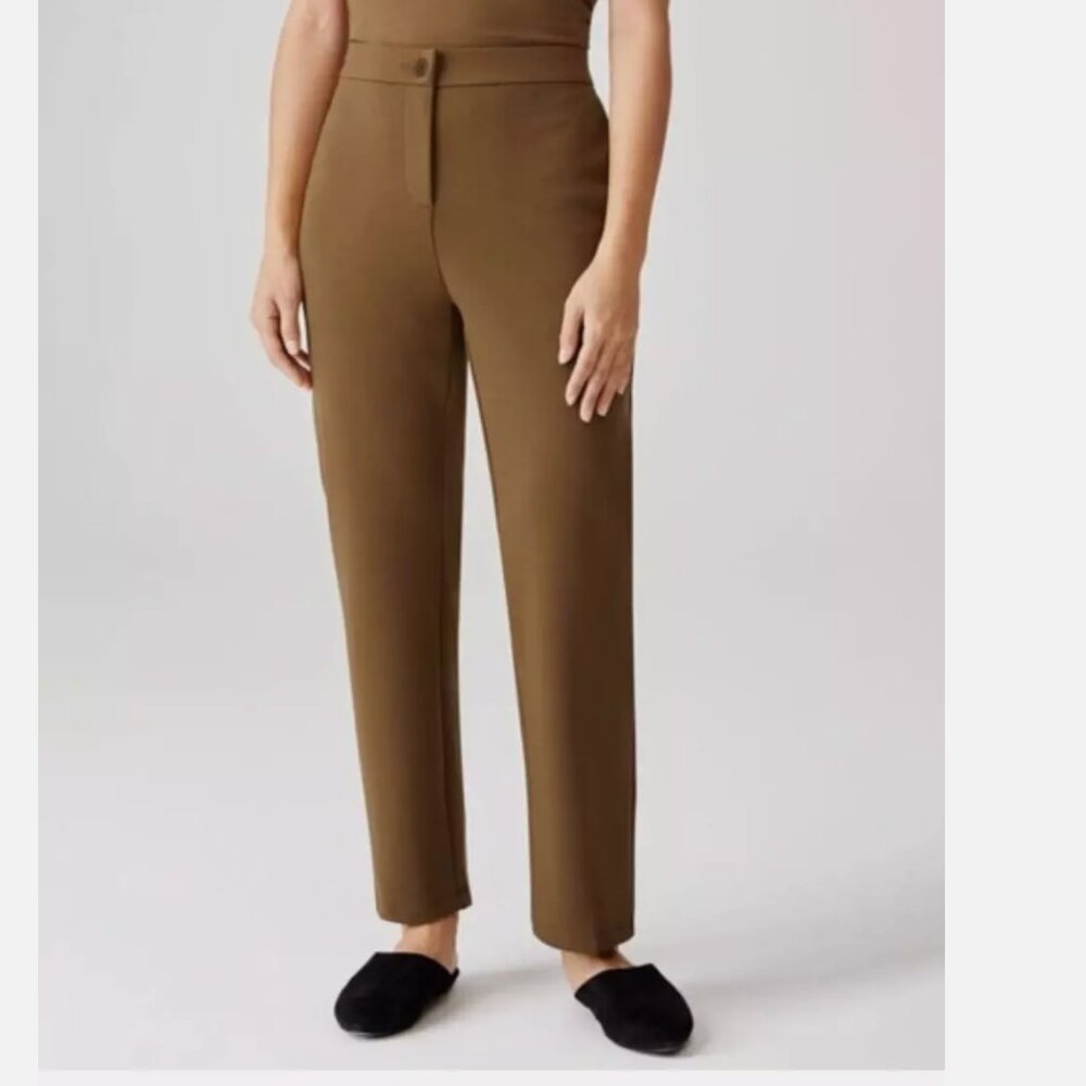 Eileen Fisher Flex Ponte Ankle Career Pant in Hazel Brown Women's Size S Petite